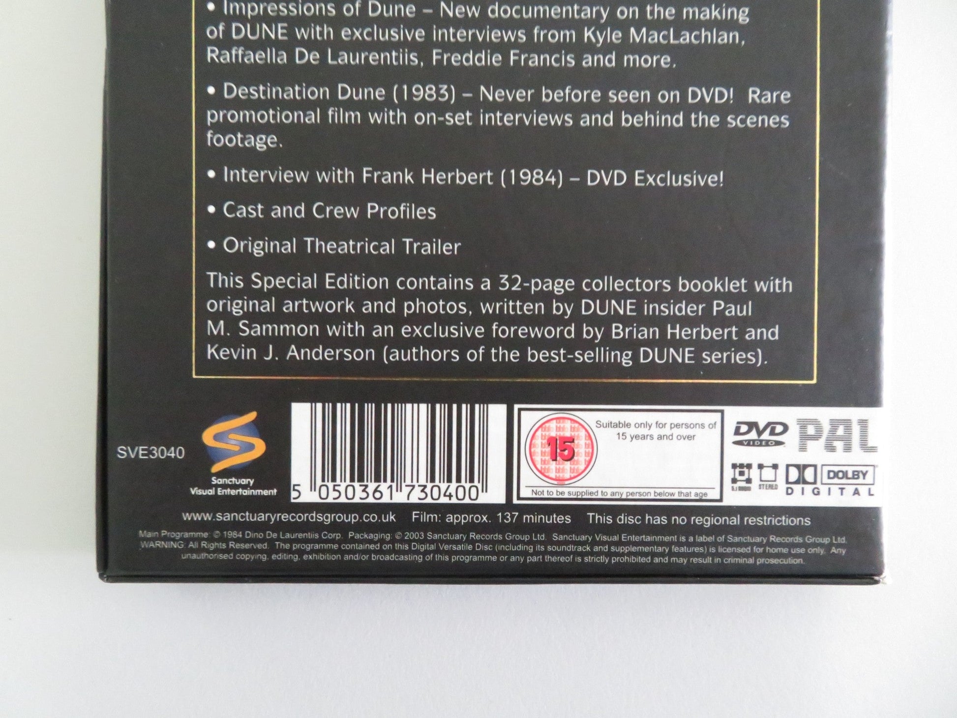Dune - Special Edition (DVD) Kyle MacLachlan Patrick Stewart 1984 Region ALL Movie posters