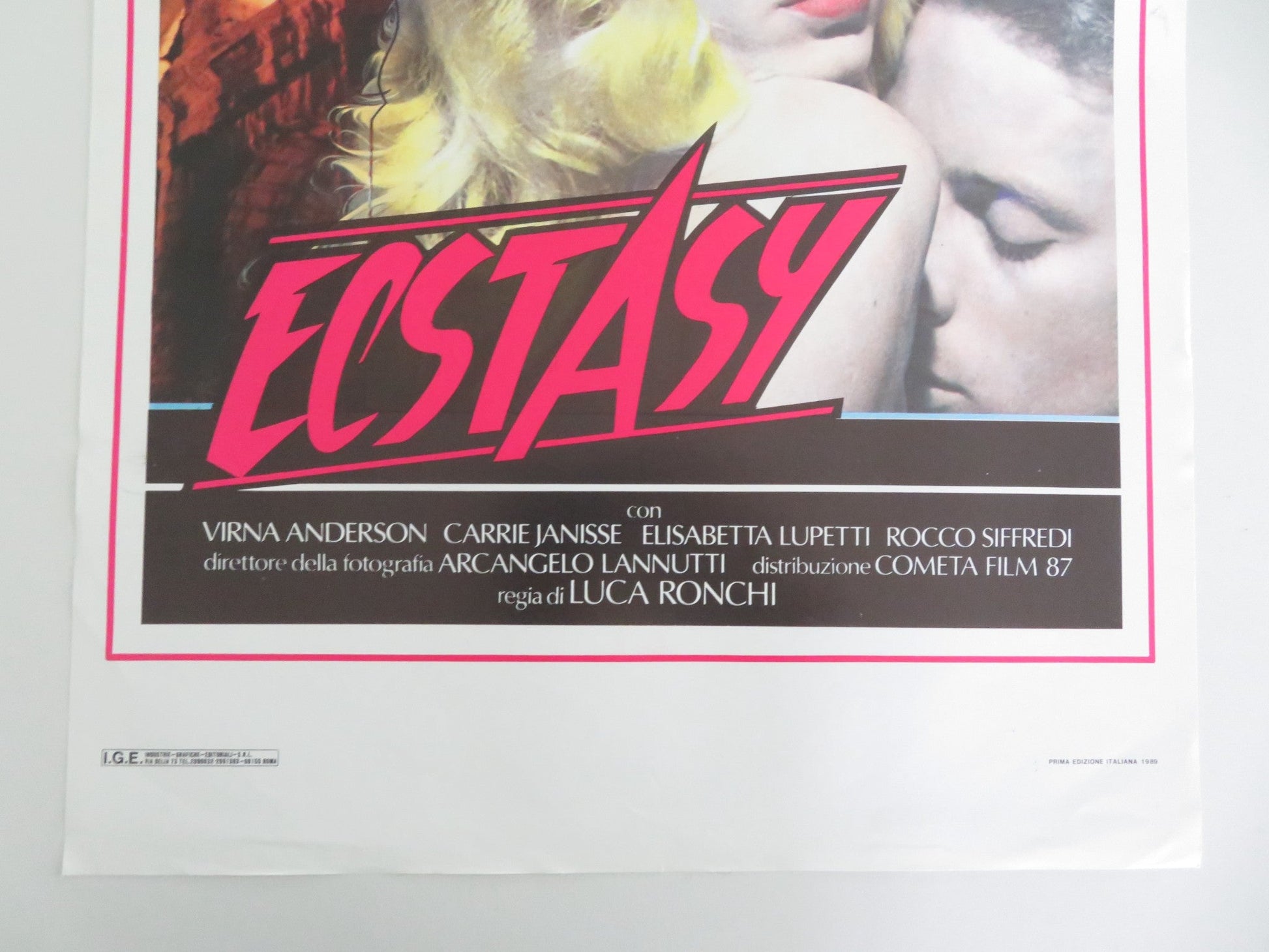 Ecstasy Italian Locandina Poster Moana Pozzi Carrie Janisse 1989 Movie posters