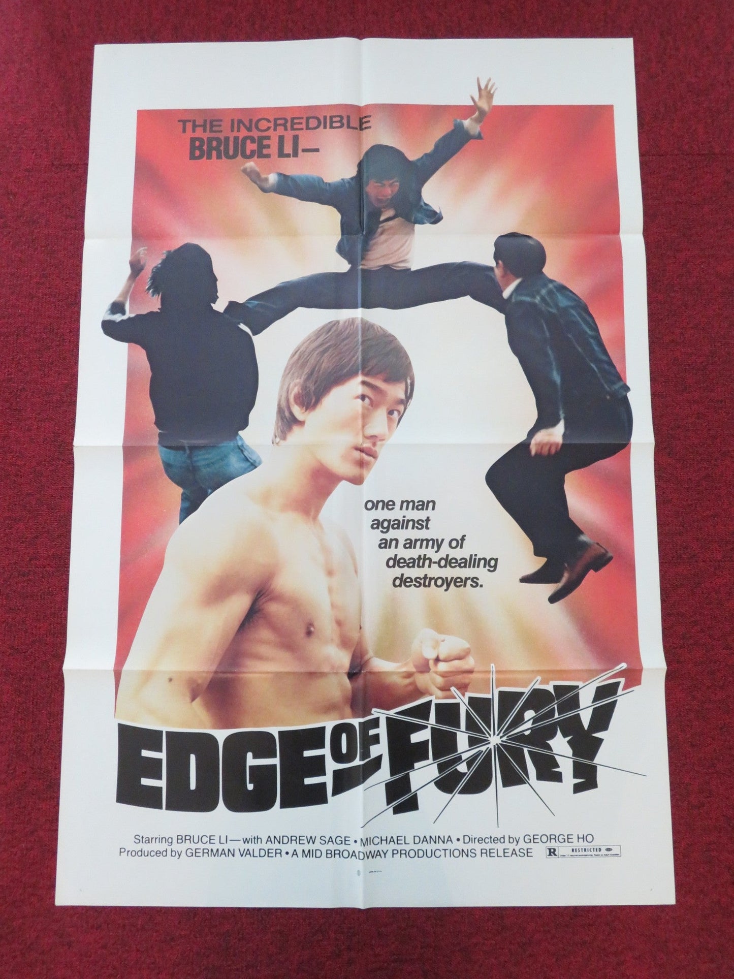 EDGE OF FURY FOLDED US ONE SHEET POSTER BRUCE LI YASUAKI KURATA 1978 Movie posters