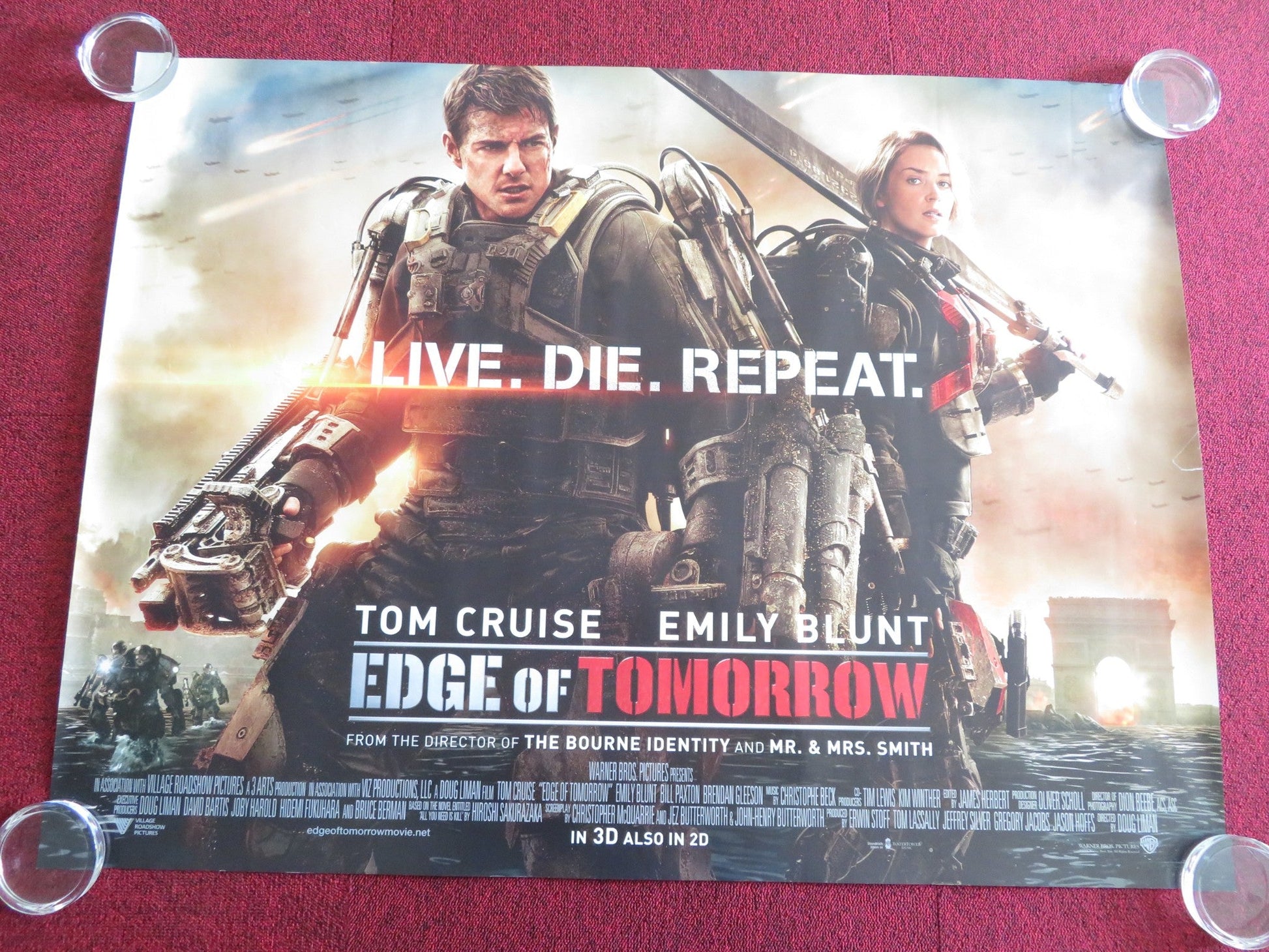 EDGE OF TOMORROW UK QUAD ROLLED POSTER TOM CRUISE EMILY BLUNT 2014 Rendezvous Cinema Movie posters