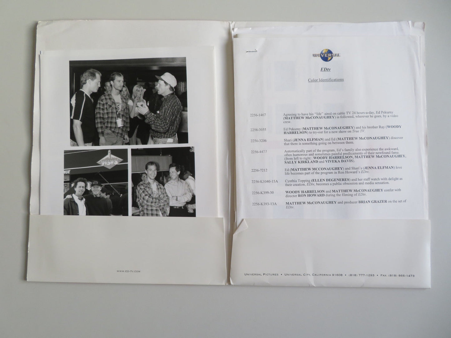 EDTV PRESS KIT 1999 MATTHEW MCCONAUGHEY WOODY HARRELSON Movie posters