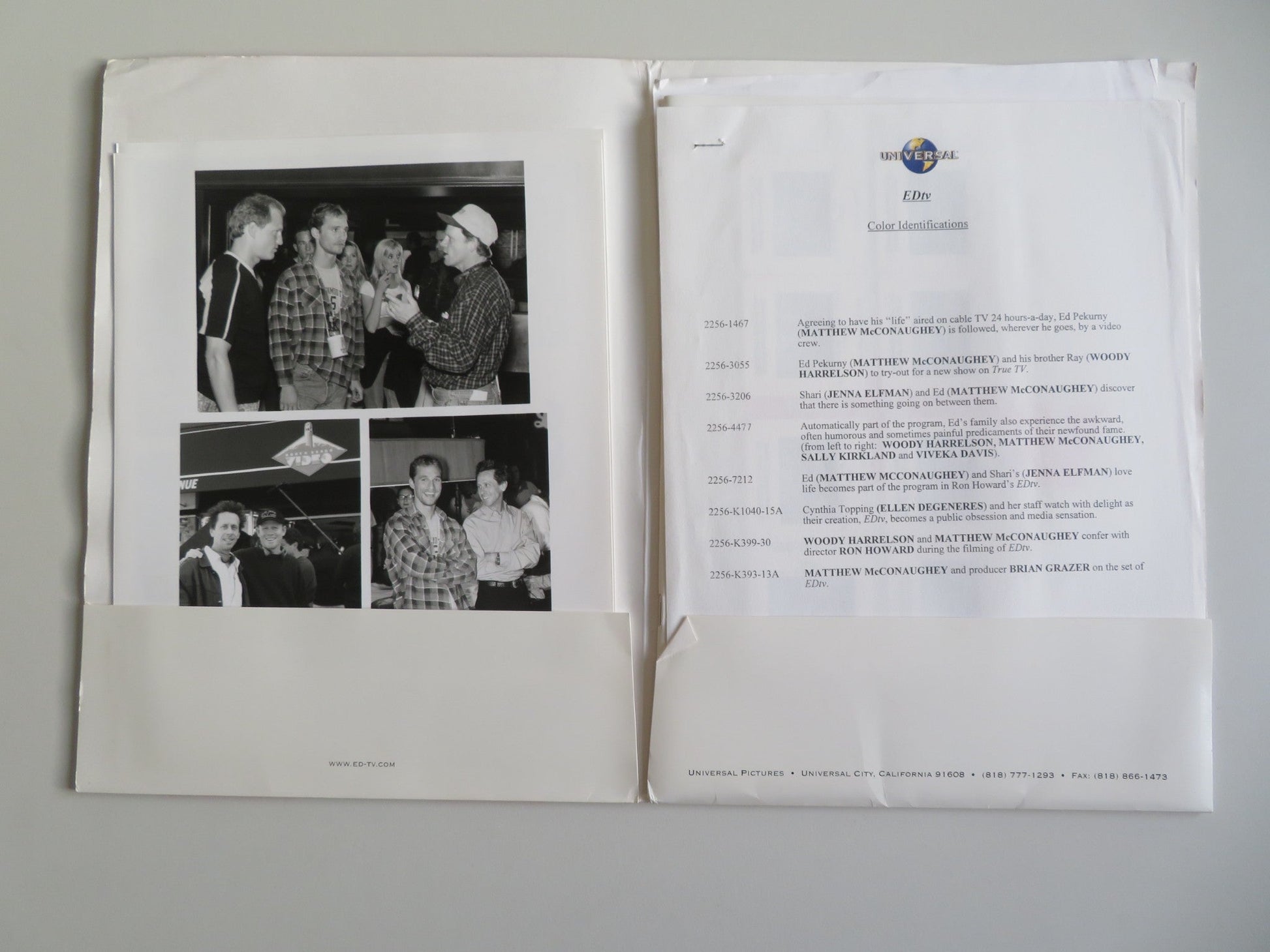 EDTV PRESS KIT 1999 MATTHEW MCCONAUGHEY WOODY HARRELSON Movie posters