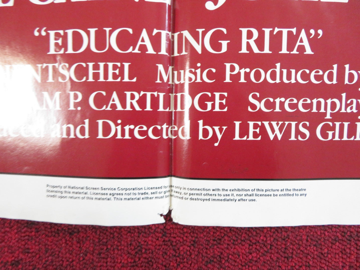EDUCATING RITA FOLDED US ONE SHEET POSTER MICHAEL CAINE JULIE WALTERS 1983 Rendezvous Cinema Movie posters