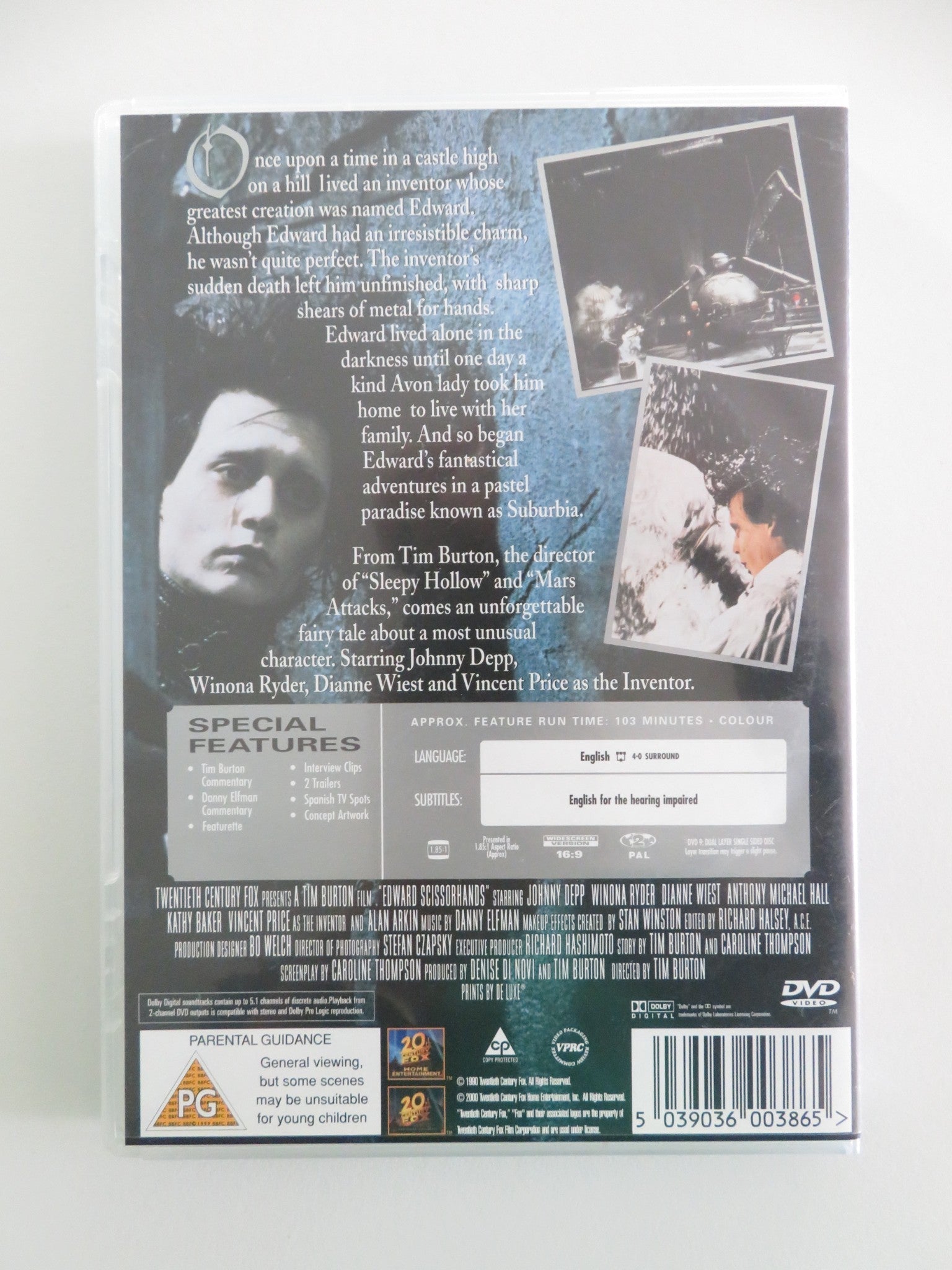 EDWARD SCISSORHANDS - B (DVD) JOHNNY DEPP WINONA RYDER 1990 REGION 2 Movie posters