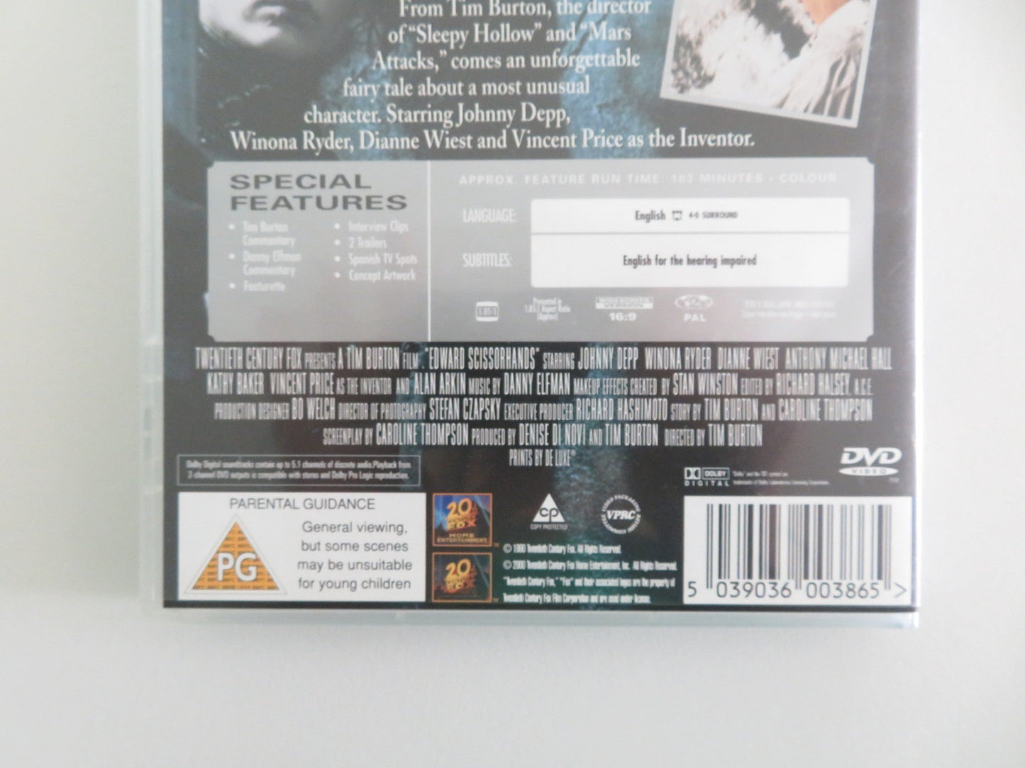 EDWARD SCISSORHANDS - B (DVD) JOHNNY DEPP WINONA RYDER 1990 REGION 2 Movie posters