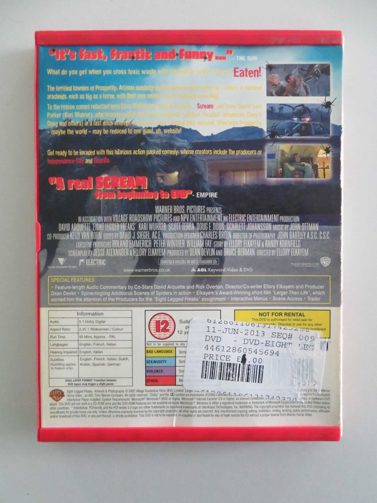 Eight Legged Freaks (DVD) David Arquette Scarlet Johansson 2002 Region 2 Movie posters
