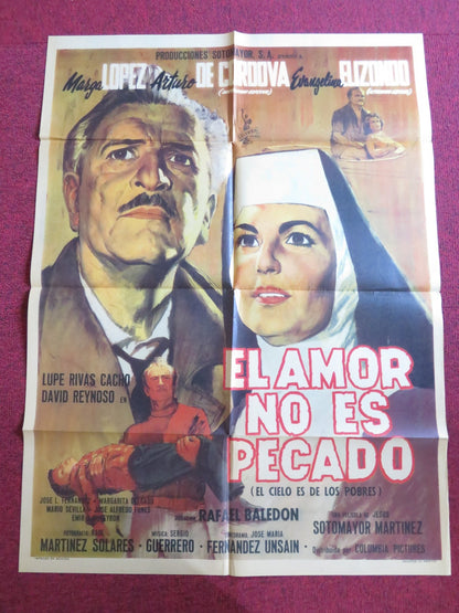 EL AMOR NO ES PECADO FOLDED MEXICAN SHEET POSTER MARGA LOPEZ 1965 Rendezvous Cinema Movie posters