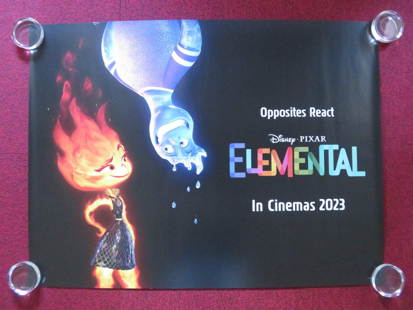 ELEMENTAL UK QUAD ROLLED POSTER DISNEY LEAH LEWIS MAMOUDOU ATHIE 2023 Rendezvous Cinema Movie posters