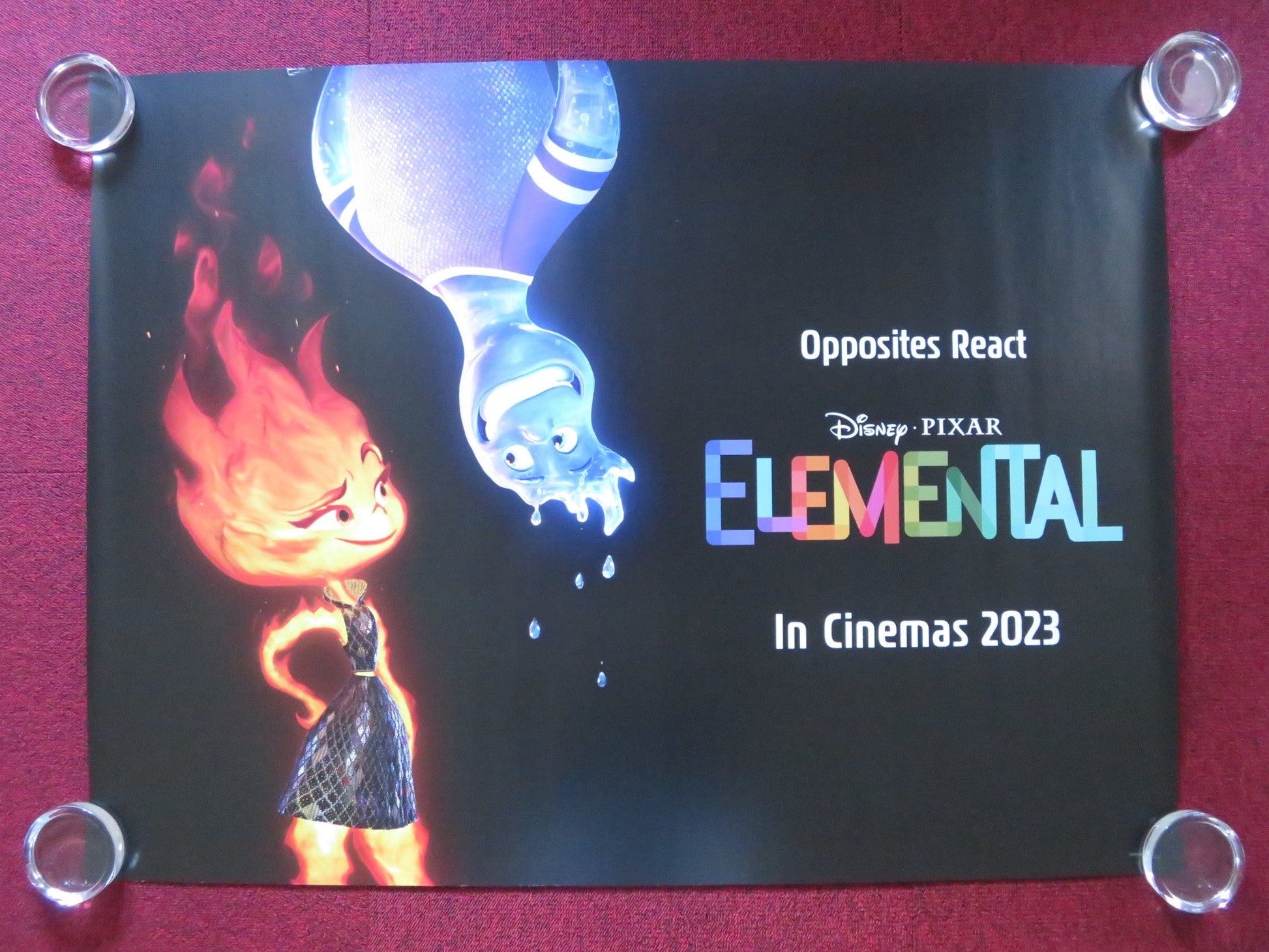 ELEMENTAL UK QUAD ROLLED POSTER DISNEY LEAH LEWIS MAMOUDOU ATHIE 2023 Rendezvous Cinema Movie posters