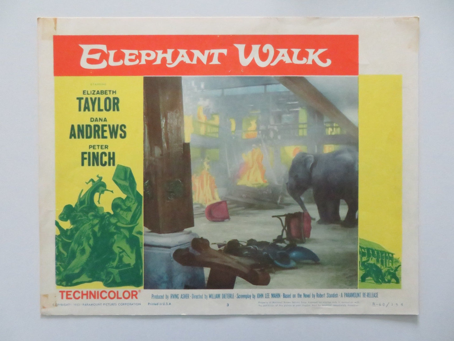 ELEPHANT WALK - #3 US LOBBY CARD ELIZABETH TAYLOR DANA ANDREWS 1953 Rendezvous Cinema Movie posters