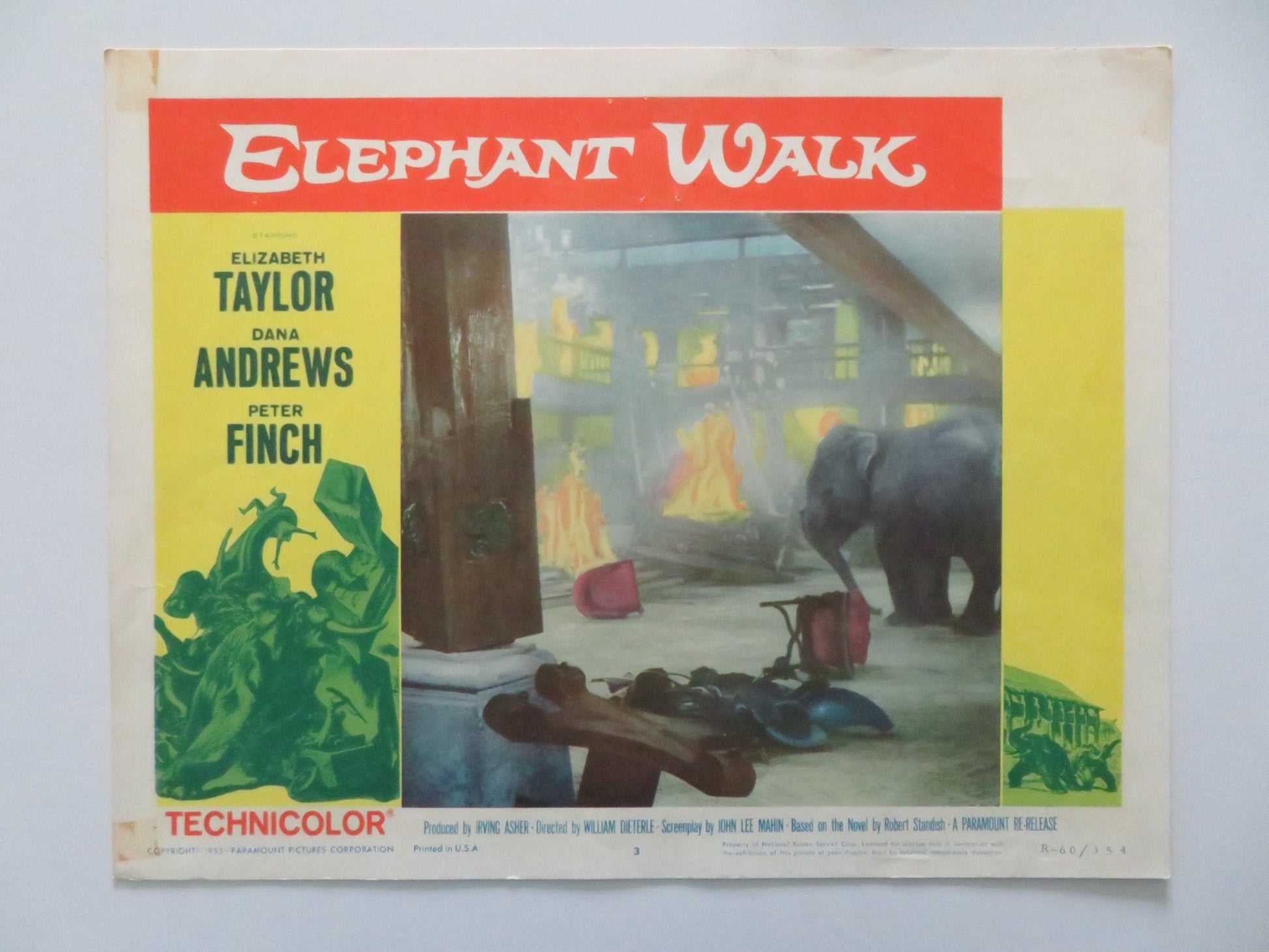 ELEPHANT WALK - #3 US LOBBY CARD ELIZABETH TAYLOR DANA ANDREWS 1953 Rendezvous Cinema Movie posters