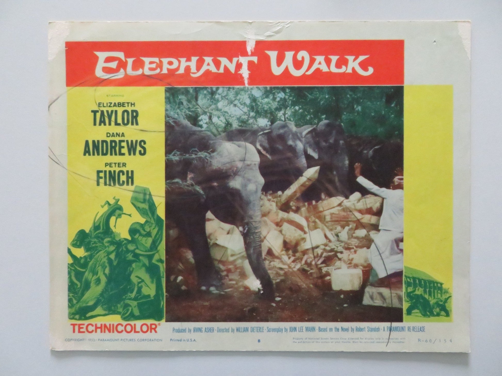 ELEPHANT WALK - #8 US LOBBY CARD ELIZABETH TAYLOR DANA ANDREWS 1953 Rendezvous Cinema Movie posters