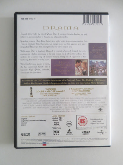 ELIZABETH (DVD) CATE BLANCHETT GEOFFREY RUSH 1998 REGION 2, 4 Movie posters