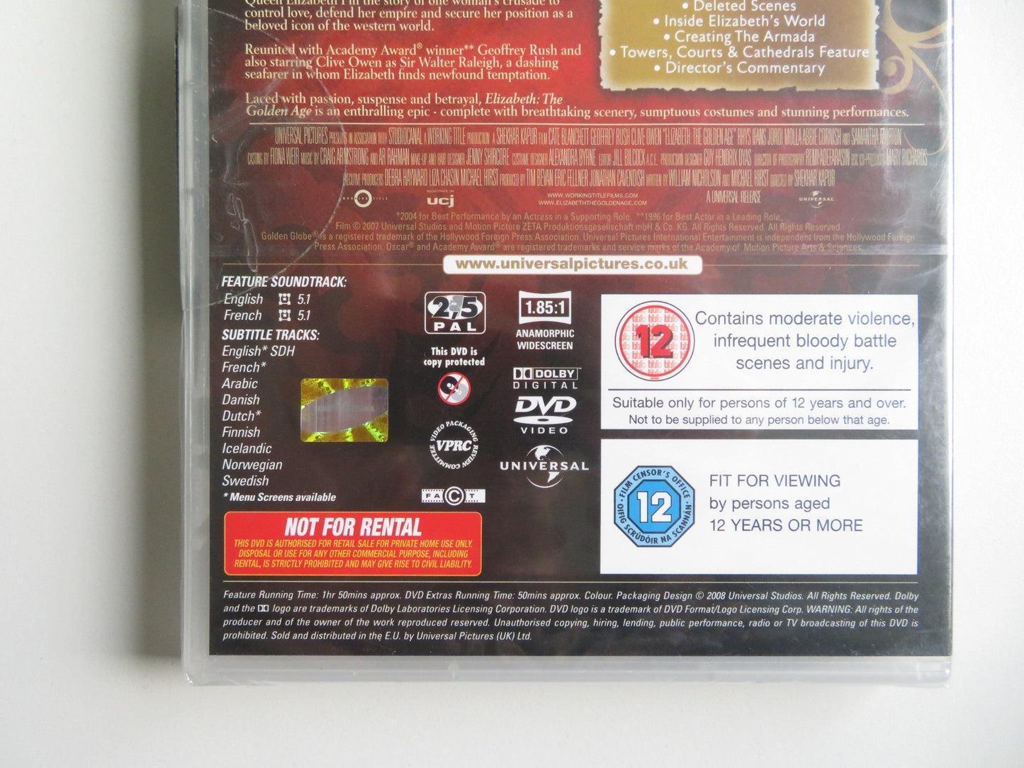 ELIZABETH: THE GOLDEN AGE (DVD) CATE BLANCHETT GEOFFREY RUSH 2007 REGION 2, 5 - Rendezvous Cinema