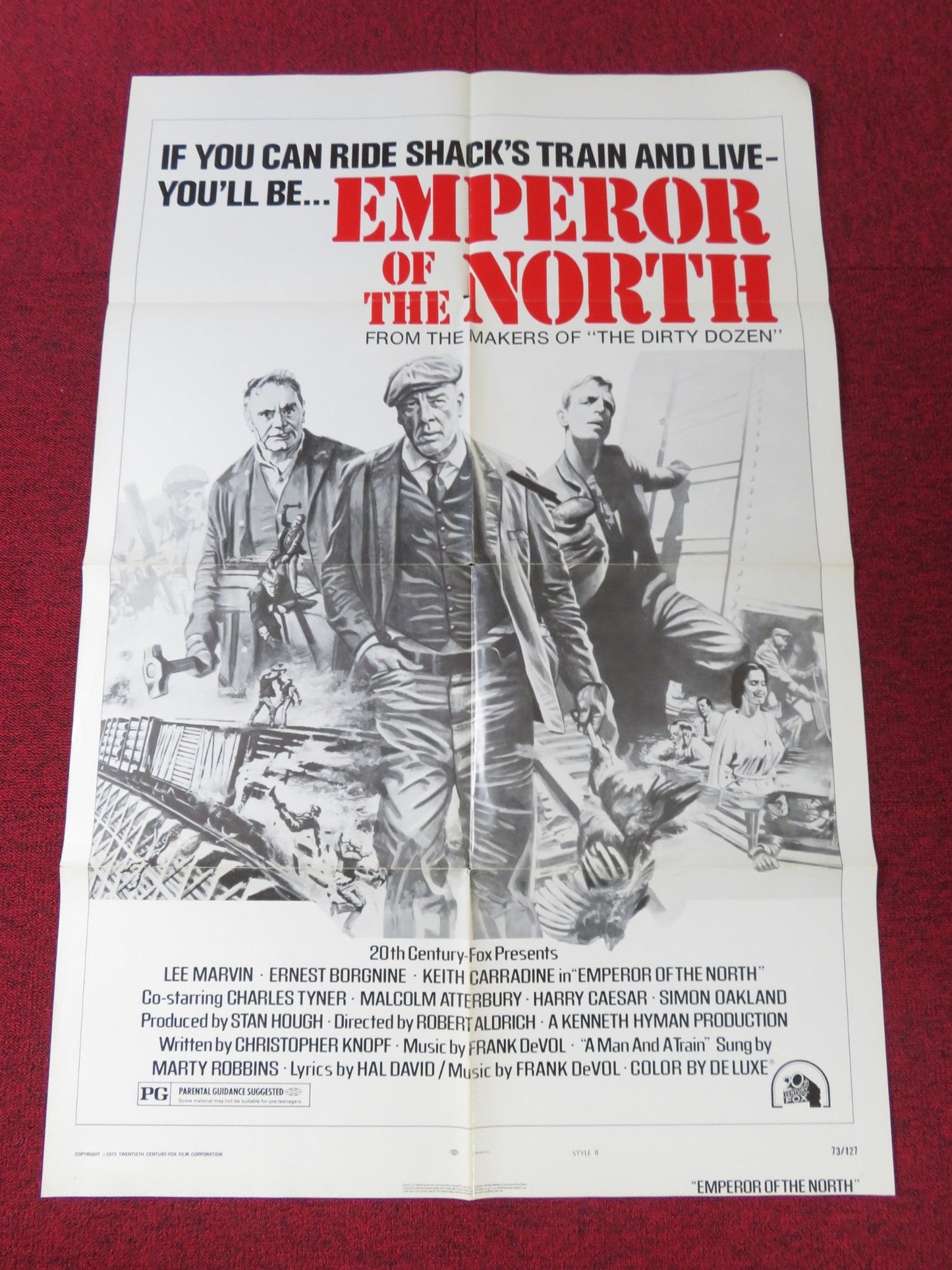 EMPEROR OF THE NORTH - STYLE B FOLDED US ONE SHEET POSTER LEE MARVIN 1973 Rendezvous Cinema Movie posters