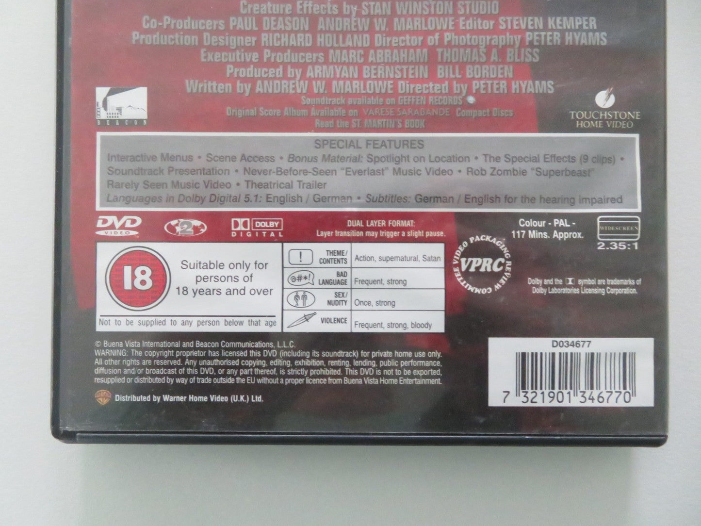 End of Days (DVD) Arnold Schwarzenegger Gabriel Byrne 1999 Region 2 Movie posters