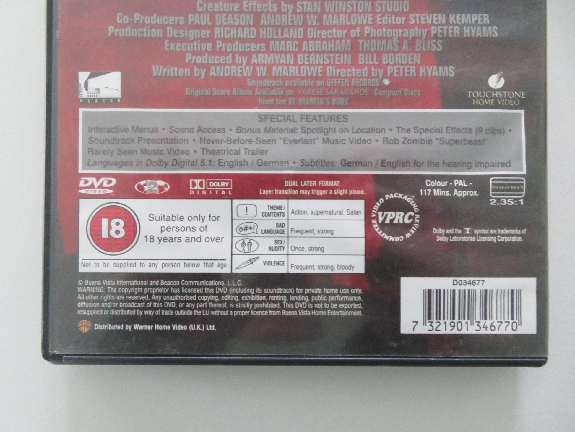End of Days (DVD) Arnold Schwarzenegger Gabriel Byrne 1999 Region 2 Movie posters