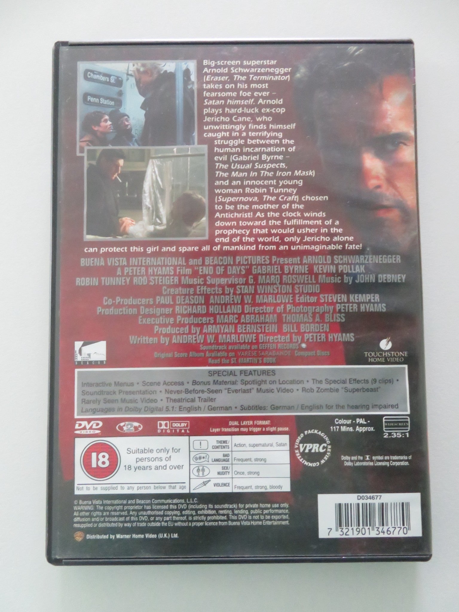 End of Days (DVD) Arnold Schwarzenegger Gabriel Byrne 1999 Region 2 Movie posters