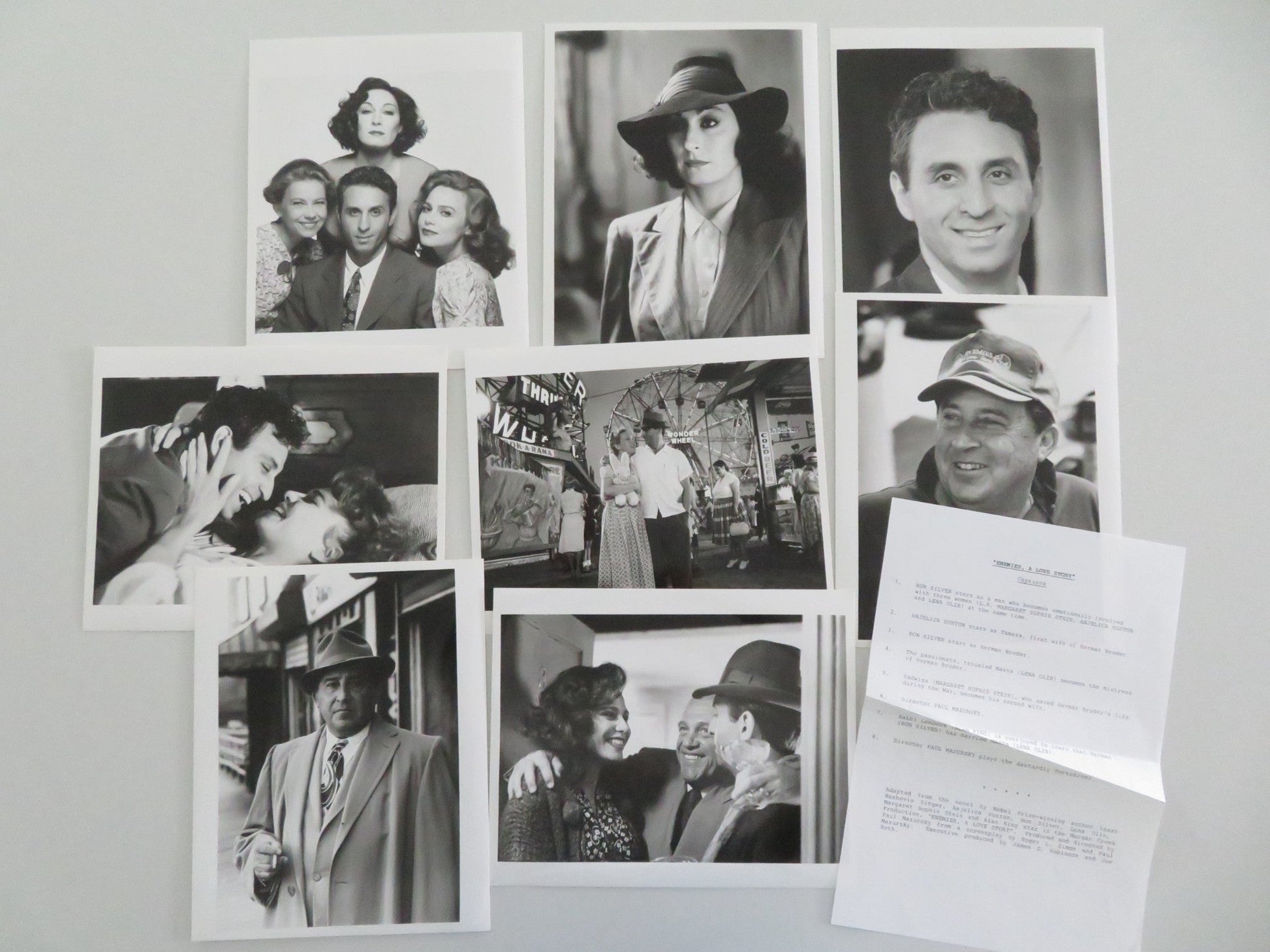 ENEMIES, A LOVE STORY MOVIE STILL PHOTO LOT OF 8 ANJELICA HUSTON RON SILVER 1989 Movie posters