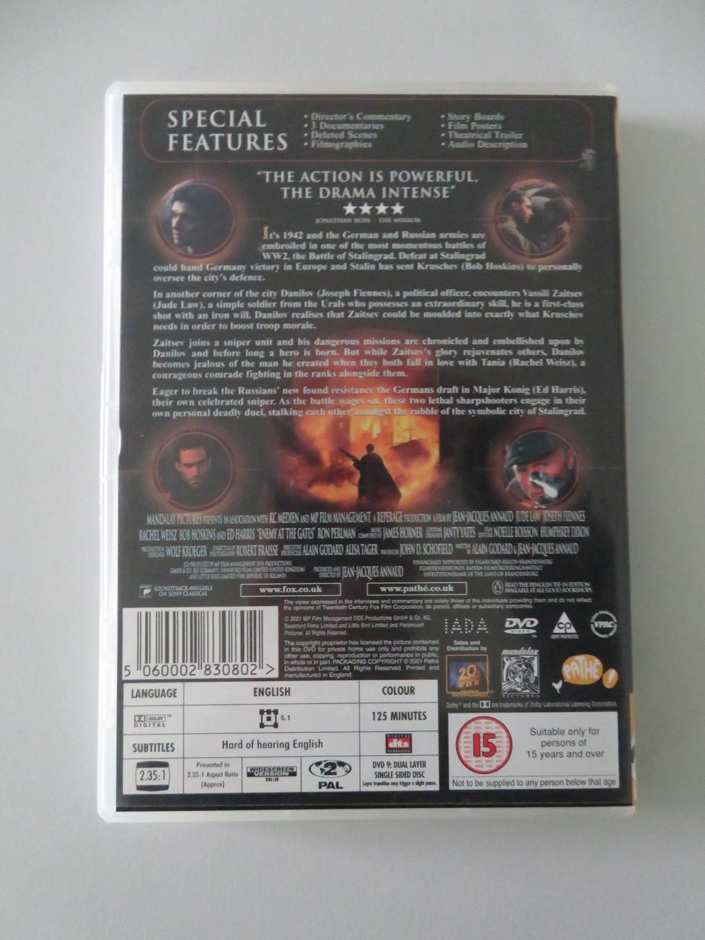 ENEMY AT THE GATES - B (DVD) JUDE LAW JOSEPH FIENNES RACHEL WEISZ 2001 REGION 2 Movie posters