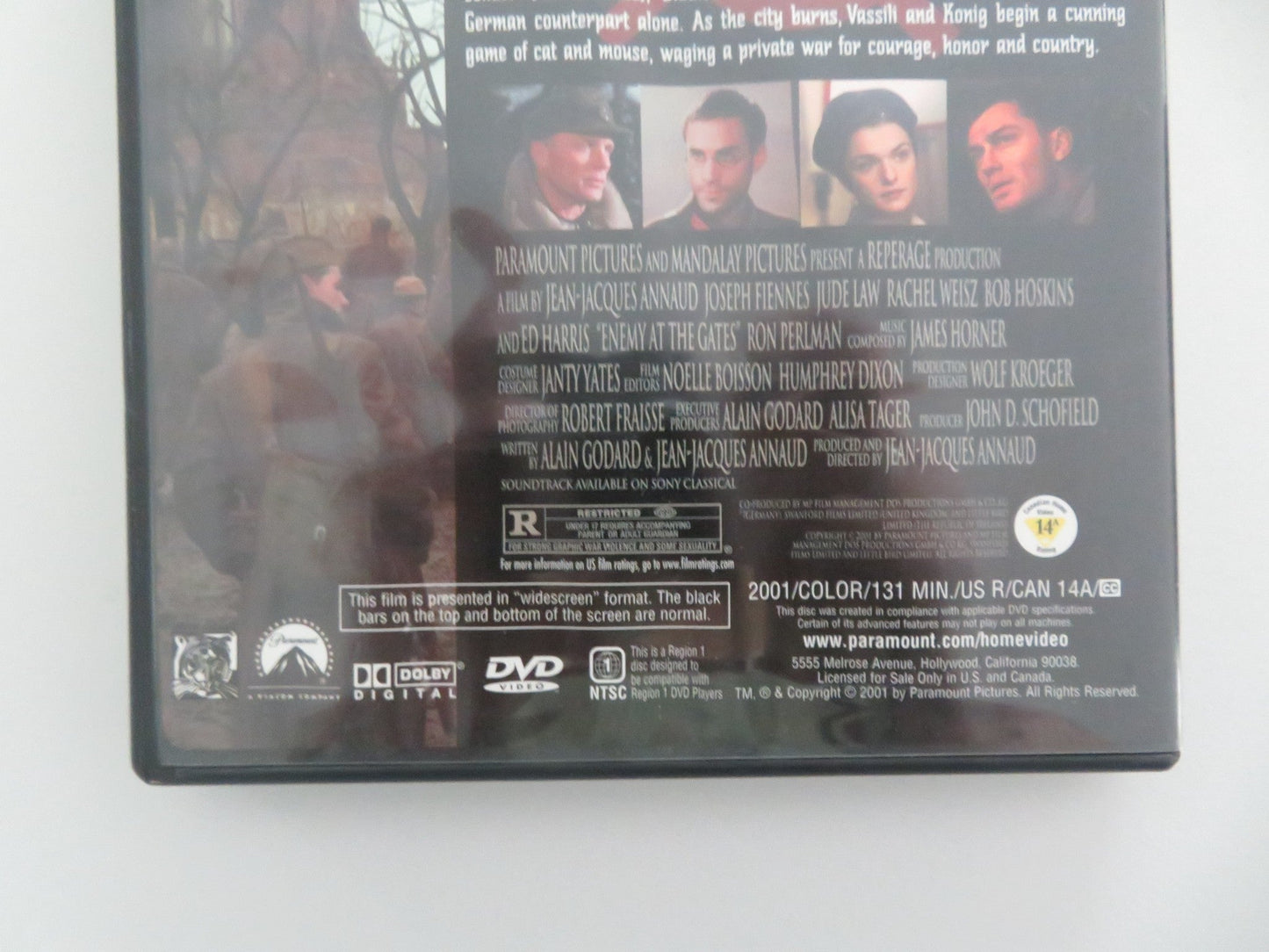 ENEMY AT THE GATES (DVD) JUDE LAW JOSEPH FIENNES 2001 REGION 1 Movie posters