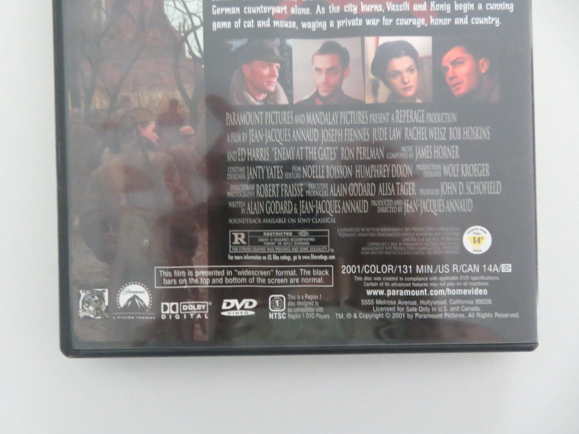 ENEMY AT THE GATES (DVD) JUDE LAW JOSEPH FIENNES 2001 REGION 1 Movie posters