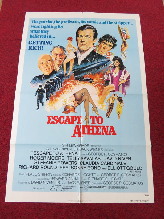 ESCAPE TO ATHENA FOLDED US ONE SHEET POSTER ROGER MOORE TELLY SAVALAS 1979 Rendezvous Cinema Movie posters