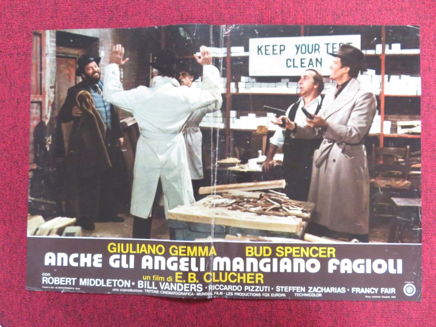 EVEN ANGELS EAT BEANS - D ITALIAN FOTOBUSTA POSTER G. GEMMA BUD SPENCER 1973 Rendezvous Cinema Movie posters