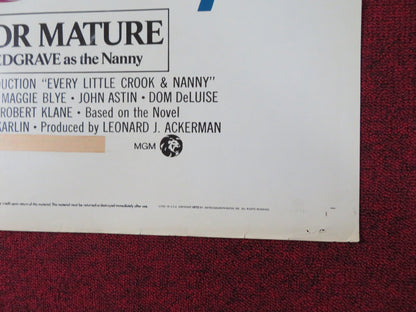 EVERY LITTLE CROOK AND NANNY FOLDED US ONE SHEET POSTER LYNN REDGRAVE 1972 Rendezvous Cinema Movie posters