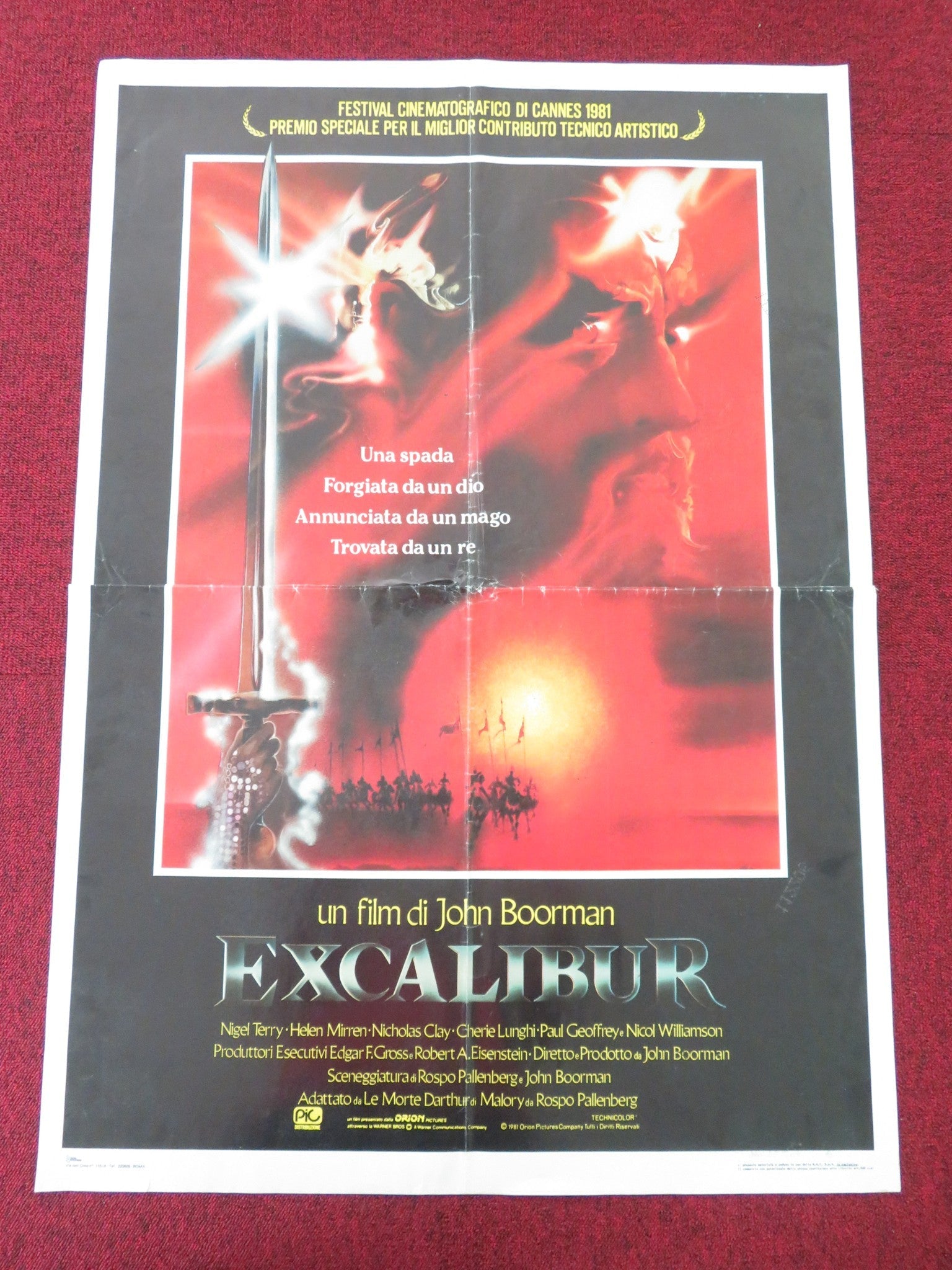 EXCALIBUR ITALIAN FOGLIO POSTER NIGEL TERRY HELEN MIRREN 1981 Movie posters