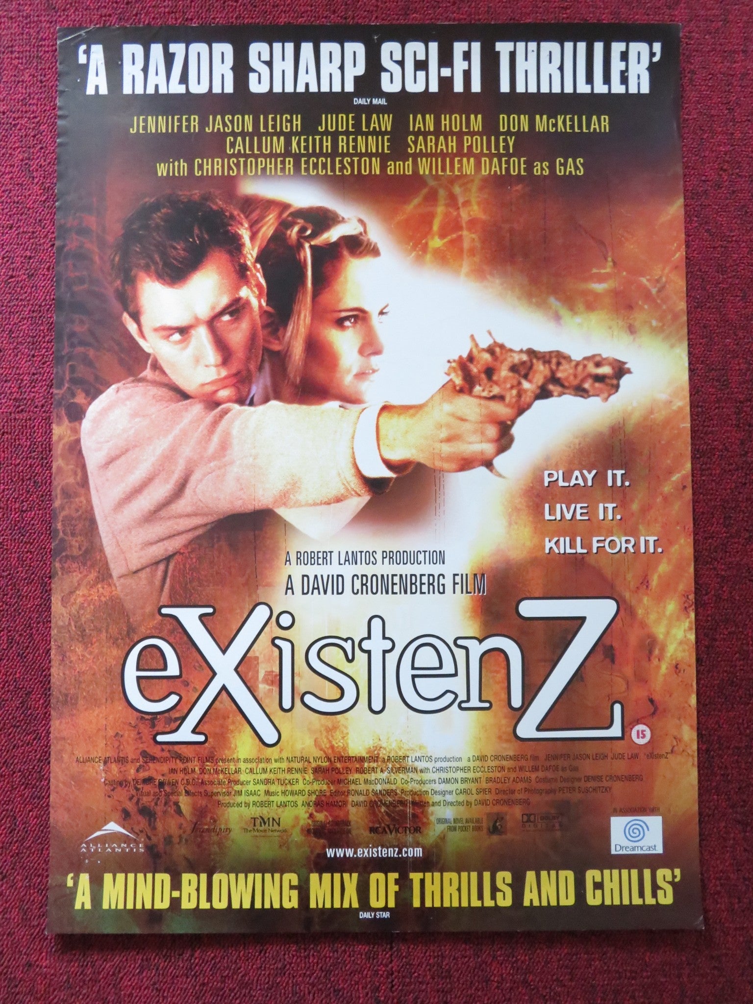 EXISTENZ VHS VIDEO POSTER DAVID CRONENBERG JUDE LAW JENNIFER JASON LEI ...