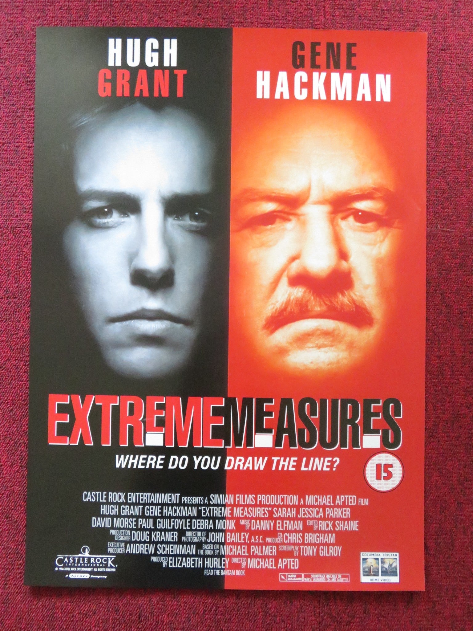 EXTREME MEASURES VHS VIDEO POSTER HUGH GRANT GENE HACKMAN 1996 Rendezvous Cinema Movie posters