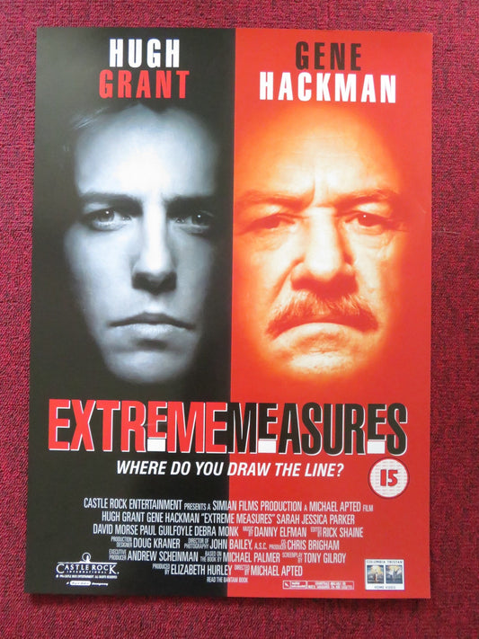 EXTREME MEASURES VHS VIDEO POSTER HUGH GRANT GENE HACKMAN 1996 Rendezvous Cinema Movie posters