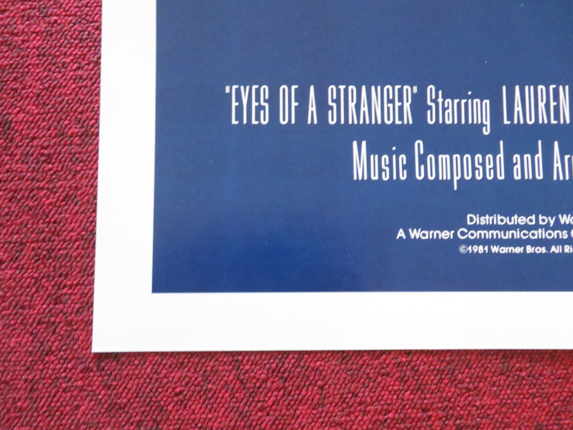 EYES OF A STRANGER FOLDED US ONE SHEET POSTER JENNIFER JASON LEIGH 1981 Rendezvous Cinema Movie posters