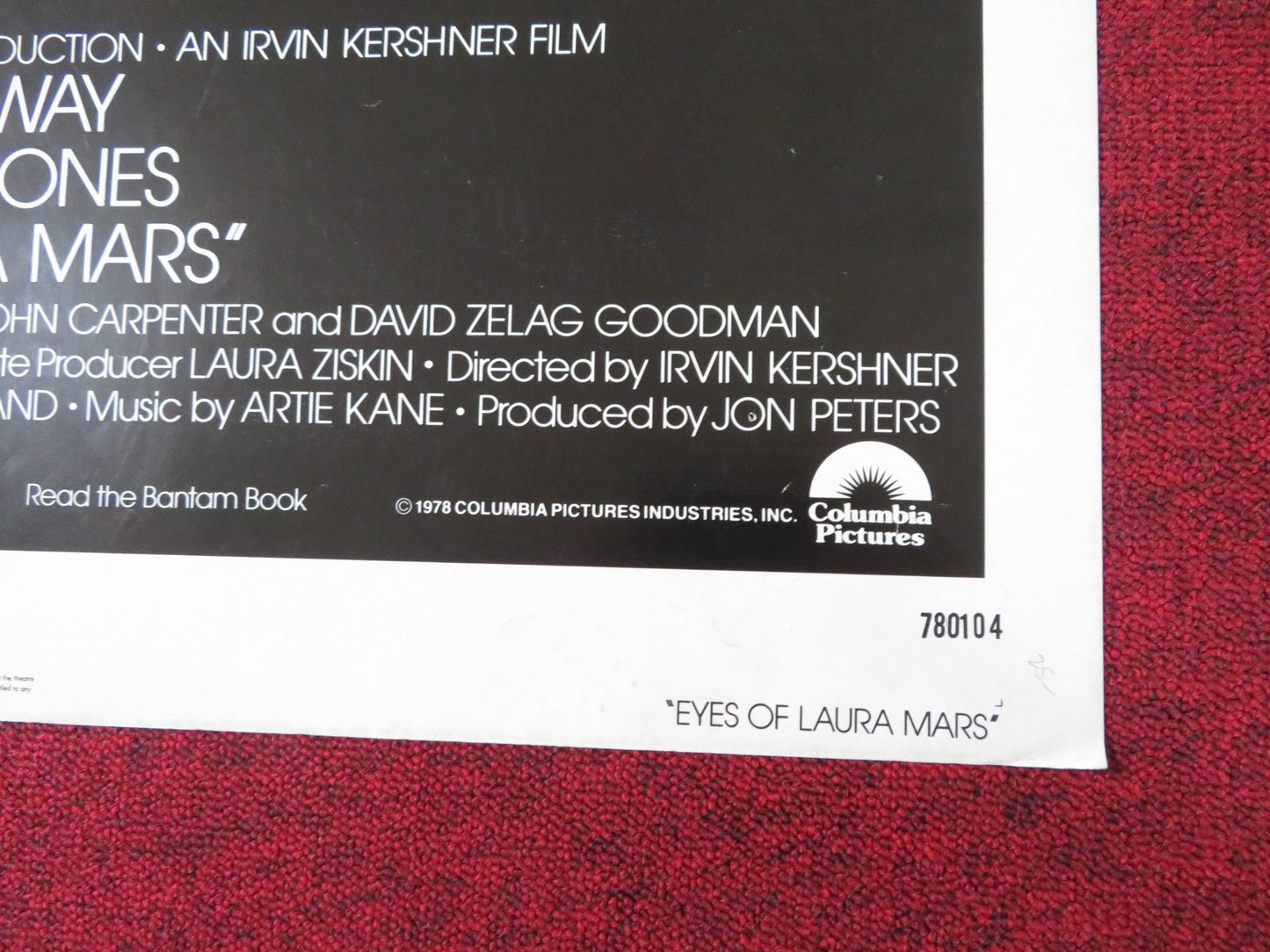 EYES OF LAURA MARS FOLDED US ONE SHEET POSTER FAYE DUNAWAY TOMMY LEE JONES 1978 Rendezvous Cinema Movie posters