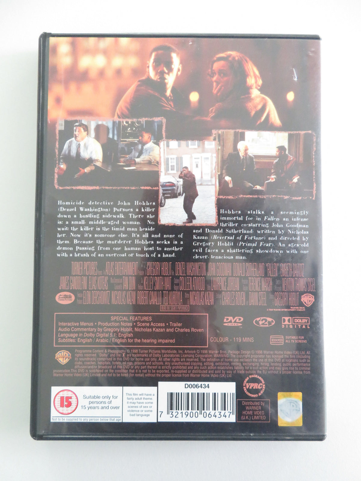 Fallen - B (DVD) Denzel Washington John Goodman 1998 Region 2 Movie posters