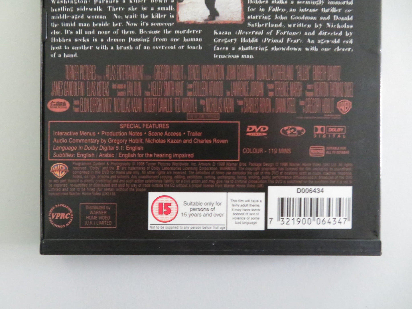 Fallen (DVD) Denzel Washington John Goodman 1998 Region 2 Movie posters