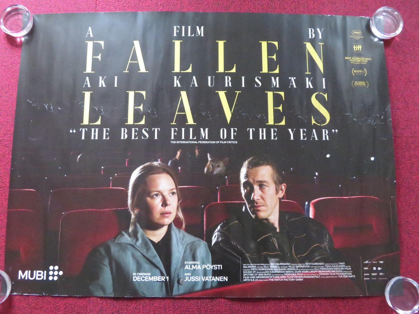FALLEN LEAVES UK QUAD ROLLED POSTER ALMA POYSTI JUSSI VATANEN 2023 Rendezvous Cinema Movie posters