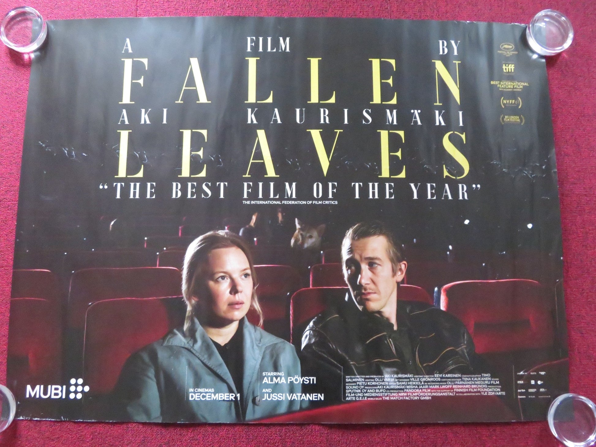FALLEN LEAVES UK QUAD ROLLED POSTER ALMA POYSTI JUSSI VATANEN 2023 Rendezvous Cinema Movie posters