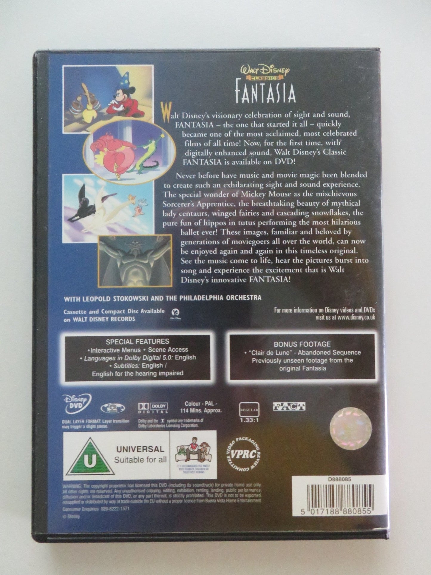 FANTASIA (DVD) DISNEY MICKEY MOUSE DEEMS TAYLOR 1940 REGION 2 Movie posters