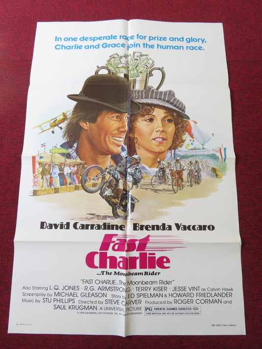 FAST CHARLIE... THE MOONBEAM RIDER FOLDED US ONE SHEET POSTER L. Q. JONES 1979 Rendezvous Cinema Movie posters