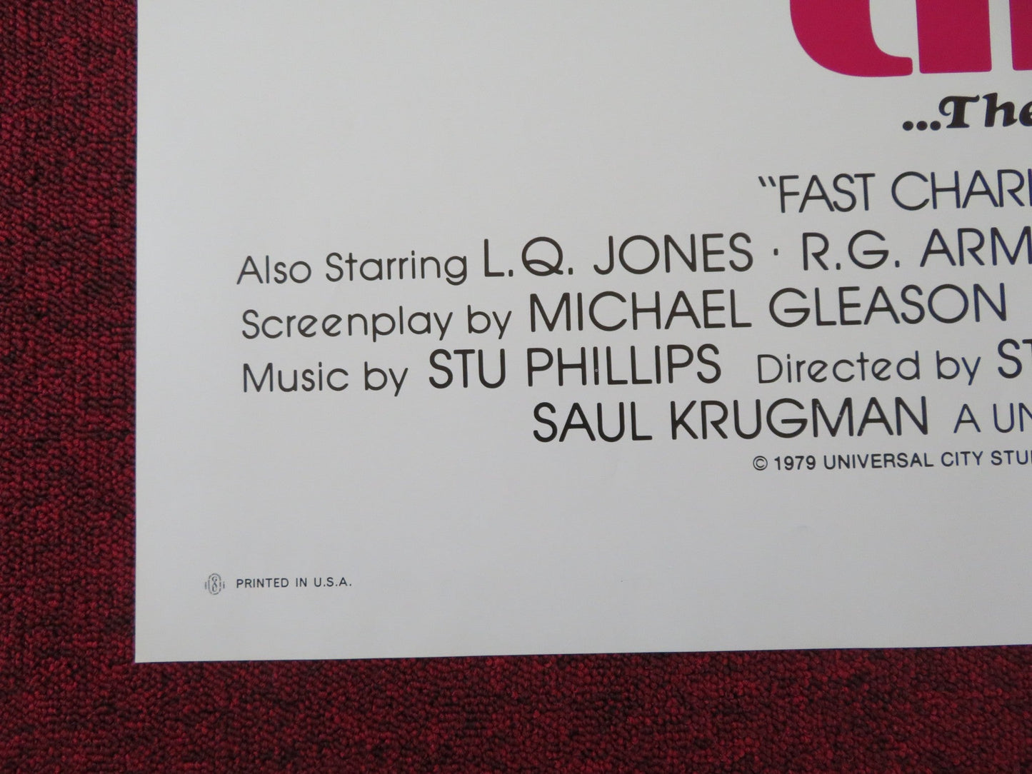 FAST CHARLIE... THE MOONBEAM RIDER FOLDED US ONE SHEET POSTER L. Q. JONES 1979 Rendezvous Cinema Movie posters