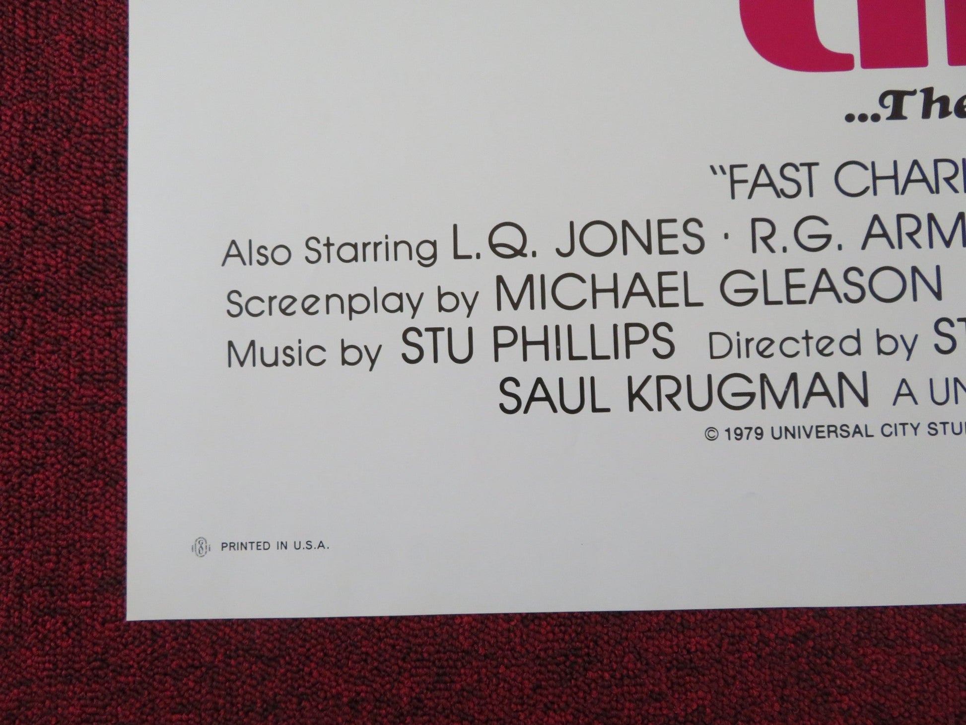 FAST CHARLIE... THE MOONBEAM RIDER FOLDED US ONE SHEET POSTER L. Q. JONES 1979 Rendezvous Cinema Movie posters