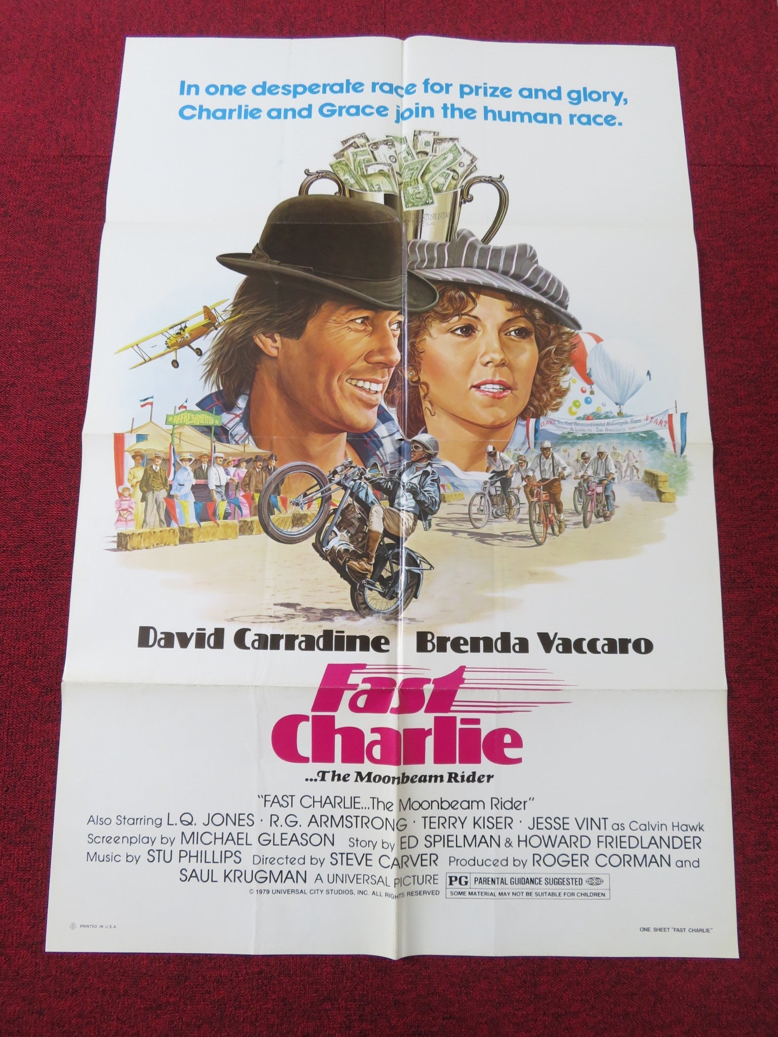 FAST CHARLIE..THE MOONBEAM RIDER FOLDED US ONE SHEET POSTER DAVID CARRADINE 1979 Rendezvous Cinema Movie posters