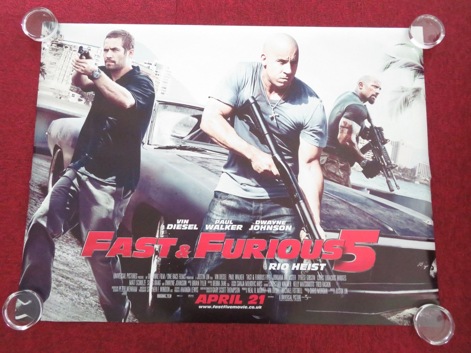 FAST & FURIOUS 5: RIO HEIST UK QUAD ROLLED POSTER VIN DIESEL PAUL WALKER 2011 Movie posters