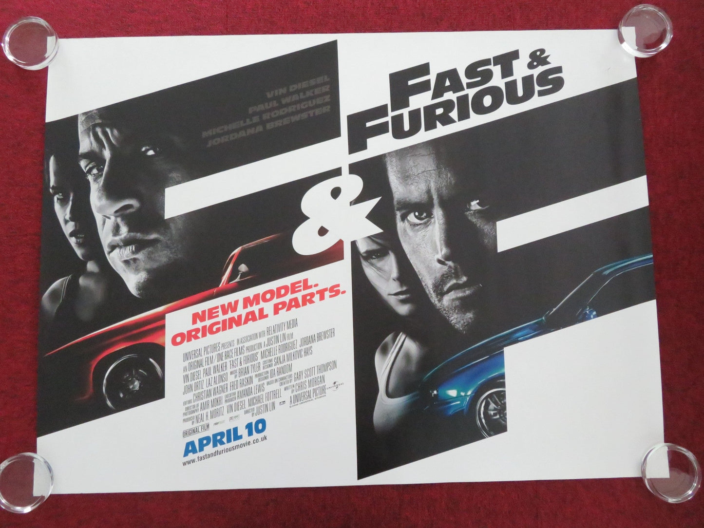 FAST & FURIOUS UK QUAD ROLLED POSTER VIN DIESEL PAUL WALKER 2009 Movie posters