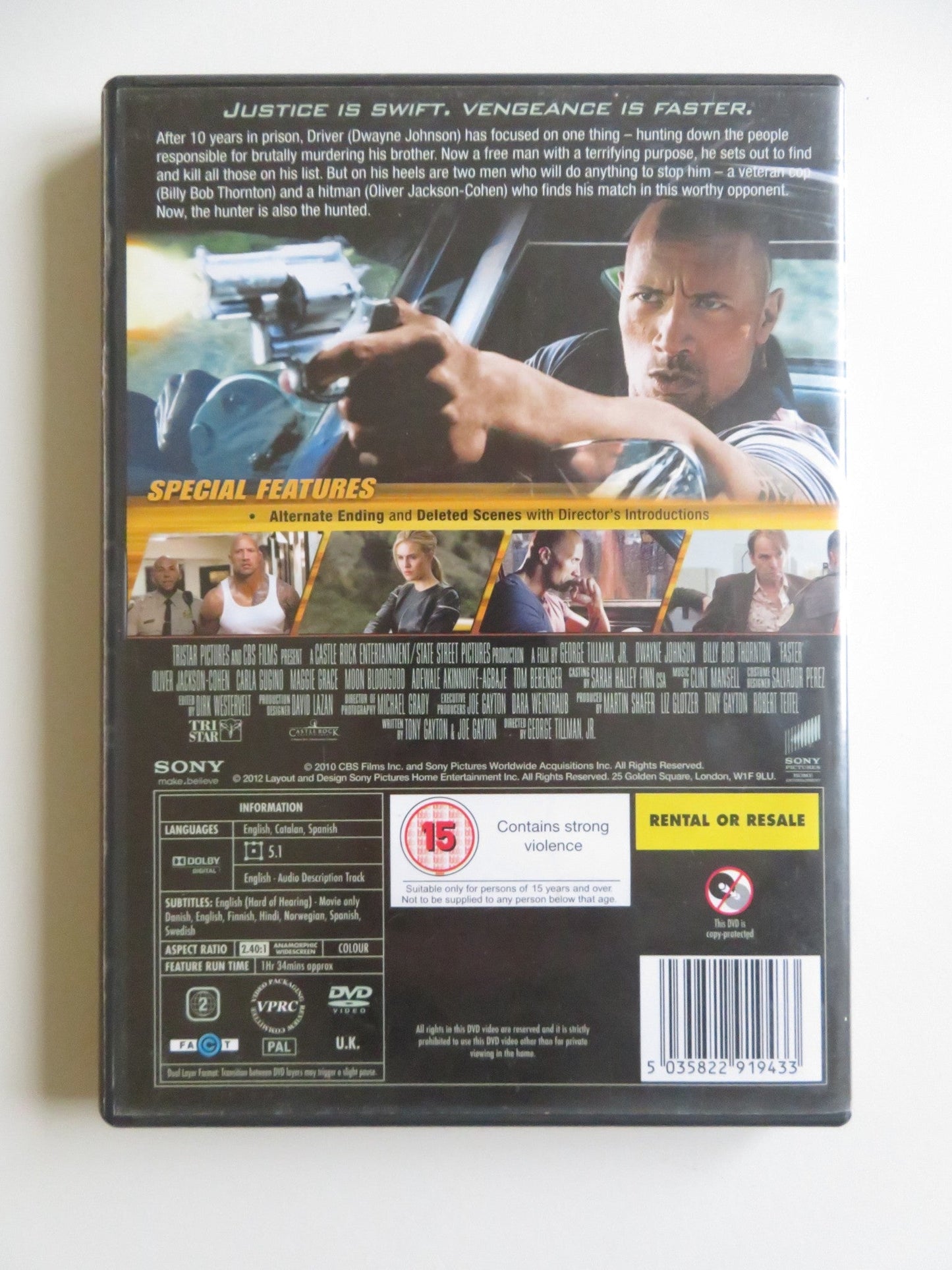 FASTER (DVD) DWAYNE JOHNSON BILLY BOB THORNTON 2010 REGION 2 Movie posters