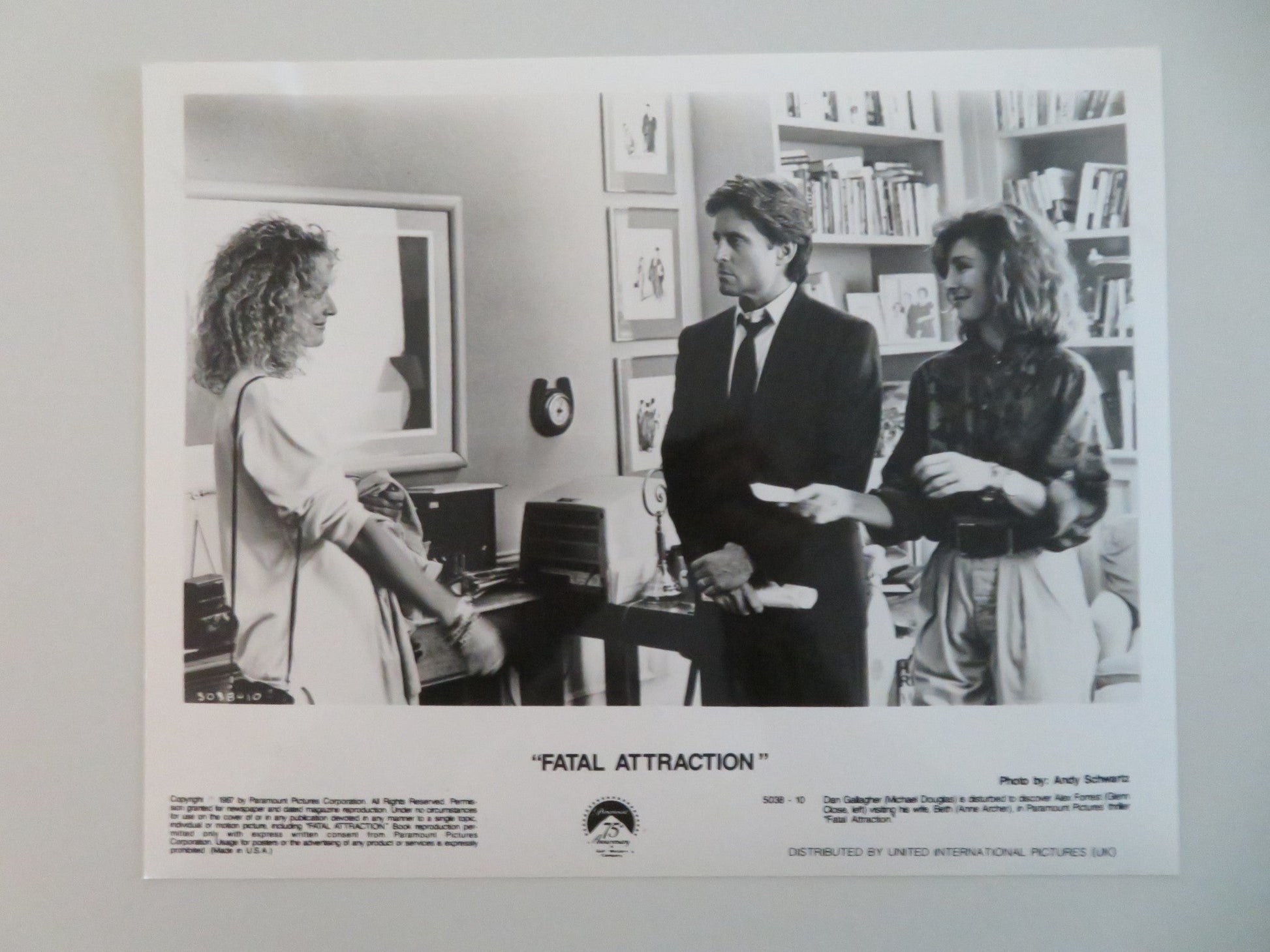 FATAL ATTRACTION MOVIE STILL PHOTO LOT OF 3 MICHAEL DOUGLAS GLENN CLOSE 1987 Movie posters