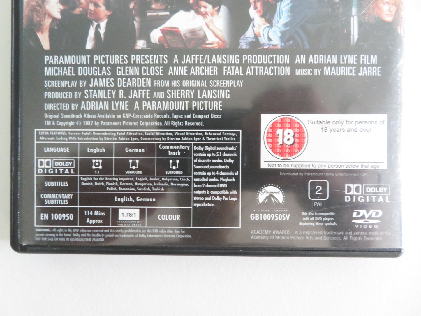 FATAL ATTRACTION - SPECIAL COLLECTOR'S EDITION (DVD) DOUGLAS CLOSE 1987 REGION 2 Movie posters