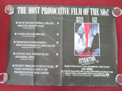 Fatal Attraction UK Quad Rolled Poster Michael Douglas Glenn Close 1987 Movie posters